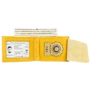 GENUINE LEATHER ID BADGE HOLDER FOR LAW ENFORCEMENT SECURITY, TAN